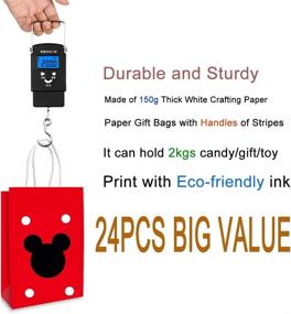 img 3 attached to 🎁 24 Count Mickey Mouse Party Gift Bags with Handles - Birthday Favor Bags for Kids, Treats, Candy, and Gifts - 3 Assorted Designs - Ideal for Retail, Parties, and Party Supplies - Dimensions: 8.2 x 5.9 x 3.15 Inches