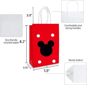 img 2 attached to 🎁 24 Count Mickey Mouse Party Gift Bags with Handles - Birthday Favor Bags for Kids, Treats, Candy, and Gifts - 3 Assorted Designs - Ideal for Retail, Parties, and Party Supplies - Dimensions: 8.2 x 5.9 x 3.15 Inches