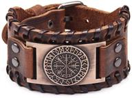 🧭 authentic viking bracelet: norse vegvisir - celtic pagan talisman with runic compass - nordic jewelry (bronze vegvisir) logo