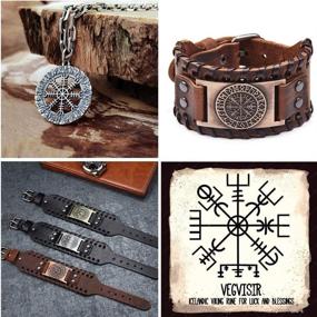 img 2 attached to 🧭 Authentic Viking Bracelet: Norse Vegvisir - Celtic Pagan Talisman with Runic Compass - Nordic Jewelry (Bronze Vegvisir)