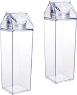 🥛 bubabox 2-pack milk carton water bottle: transparent square juice bottles for outdoor sports, travel & camping (500ml) logo