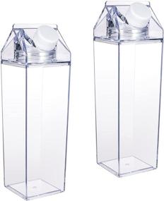 img 4 attached to 🥛 BUBABOX 2-Pack Milk Carton Water Bottle: Transparent Square Juice Bottles for Outdoor Sports, Travel & Camping (500ml)