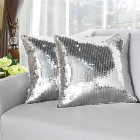 img 3 attached to 🎉 Sparkling Silver Sequin Pillow Covers - Set of 2 Glitter Accent Cushion Covers for Wedding/Christmas Décor - 16x16 Inches