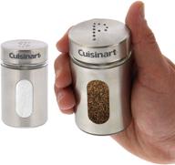 🧂 cuisinart salt and pepper shakers set, 2.8 oz - easy-fill glass shakers with viewing window - ideal for storing salt, pepper, spices & seasonings - stainless steel logo