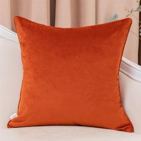 img 3 attached to 🧡 Yangest Burnt Orange Velvet Geometric Square Throw Pillow Cover with Wavy Line Design - Modern Zippered Pillowcase for Sofa Couch, Bedroom, Living Room Chair - 18 x 18 Inch