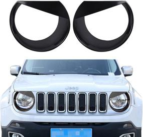 img 3 attached to 🐦 Hooke Road Angry Bird Black Headlight Bezels Cover for 2015-2017 Jeep Renegade