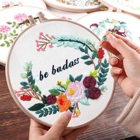 img 3 attached to 🌸 Embark on a Whimsical DIY Journey with the Louise Maelys Flower Wreath Cross Stitch Embroidery Kit for Adults