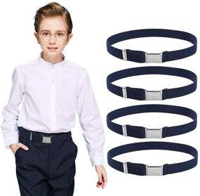 img 4 attached to 👕 4PCS Boys' Elastic Buckle Belts - Stylish Accessories for Kids