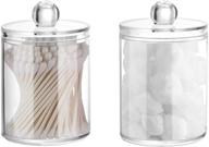 🛀 convenient and stylish 2 pack qtip holder canister - clear plastic apothecary jar with lid for cotton products and floss - bathroom and makeup organization and storage logo