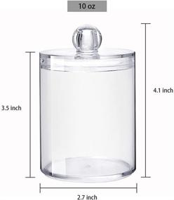 img 3 attached to 🛀 Convenient and Stylish 2 Pack Qtip Holder Canister - Clear Plastic Apothecary Jar with Lid for Cotton Products and Floss - Bathroom and Makeup Organization and Storage