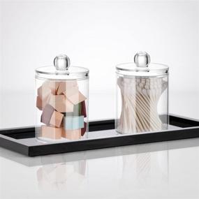 img 2 attached to 🛀 Convenient and Stylish 2 Pack Qtip Holder Canister - Clear Plastic Apothecary Jar with Lid for Cotton Products and Floss - Bathroom and Makeup Organization and Storage