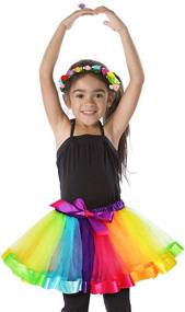 img 2 attached to 🌈 Colorful Toycost Girls Rainbow Tutu Ballet Skirt Set with Flower Crown Clips and Ring: A Fun and Stylish Tutu for Dress-Up and Play
