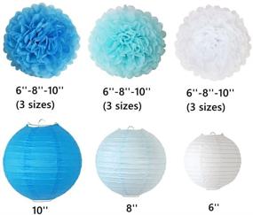img 3 attached to 🎉 XFunino 18 Pcs Tissue Paper Flowers Pom Poms & Paper Lanterns - Perfect Decorations for Baby Shower, Wedding, Birthday Party Supply in Blue