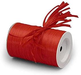 img 1 attached to 🎁 Красная матовая лента из рафии от Paper Mart - идеально подходит для упаковки подарков на праздники и ремесла, 1/4 дюйма х 100 ярдов