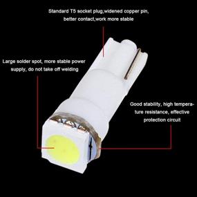 img 1 attached to 🔆 CCiYu 20-Pack Xenon White T5 Wedge 17 37 70 5050 1SMD LED Instrument Panel Cluster Plug Lamp Dash Light Bulb Bulbs with Twist Sockets