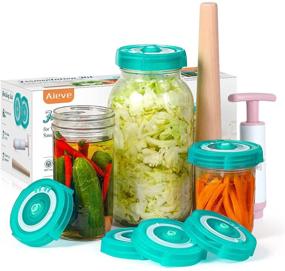 img 4 attached to AIEVE Fermentation Lids - 6 Pack Mason Jar Fermenting Lids with Extractor Pump and Sauerkraut 🍆 Pounder - Fermenter Lids Fermentation Kit for Wide Mouth Mason Jars, Perfect for Making Sauerkraut, Kimchi, Pickles