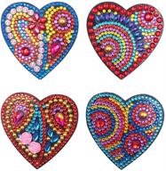 set of 4 diy diamond painting kit heart-shaped fridge magnets - special shape full drill refrigerator stickers for kitchen, whiteboard, photos, memos - ideal for crafts, office, home decor logo