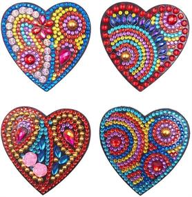 img 4 attached to Set of 4 DIY Diamond Painting Kit Heart-shaped Fridge Magnets - Special Shape Full Drill Refrigerator Stickers for Kitchen, Whiteboard, Photos, Memos - Ideal for Crafts, Office, Home Decor