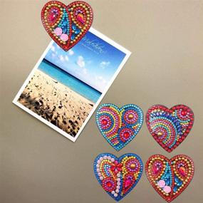 img 2 attached to Set of 4 DIY Diamond Painting Kit Heart-shaped Fridge Magnets - Special Shape Full Drill Refrigerator Stickers for Kitchen, Whiteboard, Photos, Memos - Ideal for Crafts, Office, Home Decor