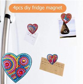 img 3 attached to Set of 4 DIY Diamond Painting Kit Heart-shaped Fridge Magnets - Special Shape Full Drill Refrigerator Stickers for Kitchen, Whiteboard, Photos, Memos - Ideal for Crafts, Office, Home Decor