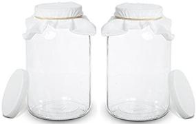 img 4 attached to 🍶 Kitchentoolz 2 Pack - 1 Gallon Glass Wide Mouth Kombucha Brewing Mason Jar Set with Cotton Cloth Filter, Rubber Band, and Plastic Lid - Ideal for Home Brewing and Fermenting