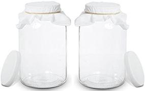 img 3 attached to 🍶 Kitchentoolz 2 Pack - 1 Gallon Glass Wide Mouth Kombucha Brewing Mason Jar Set with Cotton Cloth Filter, Rubber Band, and Plastic Lid - Ideal for Home Brewing and Fermenting