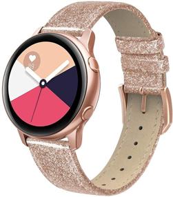 img 4 attached to 🌟 Настоящий кожаный ремешок SWEES для Samsung Galaxy Watch 3 41mm/Galaxy Watch Active 40mm/Active 2 44mm/Galaxy Watch 42mm - тонкие заменяемые ремешки для женщин и мужчин - блестящий розовое золото - 20 мм