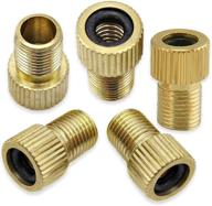 🔧 multi-purpose brass presta valve adaptor (pack of 5) - effortlessly convert presta to schrader for bikes, e-bikes, e-scooters and cars - inflate tires easily with standard pump or air compressor logo