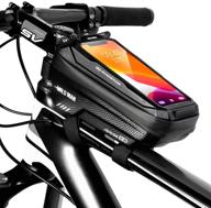 wild man waterproof bike bag: convenient phone holder for adult bikes - top tube handlebar bag for iphone/android (up to 6.5”) logo