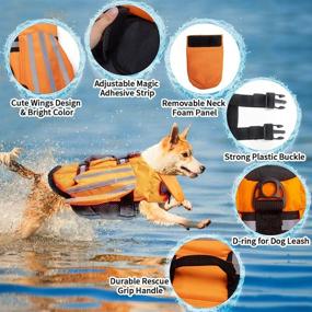 img 1 attached to 🐾 Reflective Dog Life Vest for Outdoor Summer: Coppthinktu Dog Life Jacket with Cute Angel Wing Design and Rescue Handle Ring - Adjustable Pet Safety Vest for Small to Medium Dogs