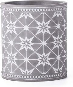 img 4 attached to 🏡 Farmhouse Decor Utensil Caddy: Embossed Cement Kitchen Cooking Utensil Holders with Anise Star Pattern