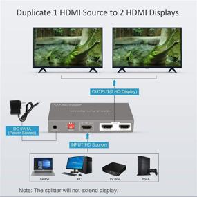img 3 attached to 🔌 4K@60Hz HDMI Splitter 1x2 by NEWCARE - Version 2.0 - Supports Dual Monitor Output at 4K, 3D, 1080P - Compatible with Roku, Fire Stick, Xbox, PS4, Blu-Ray Player, HDTV and More (Silver)