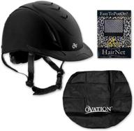 👒 ovation schooler deluxe riding helmet with rwr no knot hairnet & ovation dust bag - unisex логотип