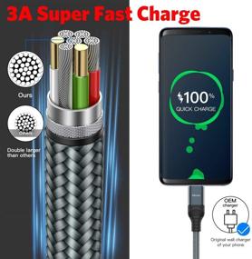 img 3 attached to Кабель Mkeke USB-A к USB-C - 3-пакет быстрой зарядки для Samsung Galaxy S20 Plus S10 S9 S8, Note 10 9 8, Z Flip, Switch.