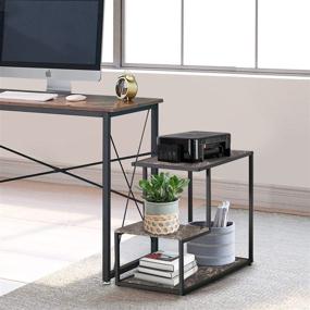 img 1 attached to 🛋️ VECELO 3-Tier Metal Bed Sofa Side Table Set of 2 with Storage Shelf, Easy Assembly - Classic Black A2