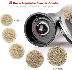 img 2 attached to 🧂 Bonris Stainless Steel Salt and Pepper Grinder - Adjustable Coarseness, 5 Grinding Levels - Pepper Mill Grinders Shakers - Single Package