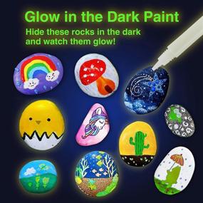 img 3 attached to 🎨 Творческий набор краски Creative CXPHT Glow in The Dark: Водоотталкивающие ремесла для детей - Скрытый рисунок на стекле, 10 камней с набором по росписи на камнях.