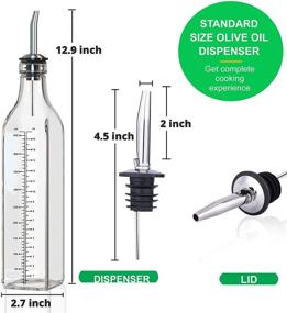 img 1 attached to 🍶 Liam Kitchen 17 oz Glass Olive Oil Bottle Dispenser - 500ml Oil & Vinegar Cruet Bottle with Pourers, Funnel for Easy Pouring & Refill, Clear Glass Olive Oil Carafe Decanter for Kitchen