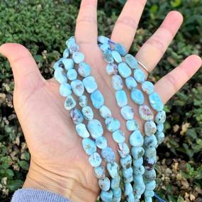 img 1 attached to 🌟 Exquisite 1 Strand Natural Larimar Gemstone Pebble Stone Beads: 8mm to 10mm Free Form Oval Tumbled Beauty – Perfect for Jewelry Craft Making (15 inch strand, GZ12-16)