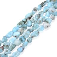 🌟 exquisite 1 strand natural larimar gemstone pebble stone beads: 8mm to 10mm free form oval tumbled beauty – perfect for jewelry craft making (15 inch strand, gz12-16) logo