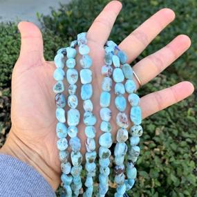 img 2 attached to 🌟 Exquisite 1 Strand Natural Larimar Gemstone Pebble Stone Beads: 8mm to 10mm Free Form Oval Tumbled Beauty – Perfect for Jewelry Craft Making (15 inch strand, GZ12-16)