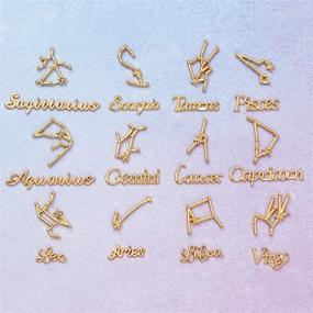 img 3 attached to 🌟 OLYCRAFT 96pcs Zodiac Sign Resin Fillers: Enhance Your Resin Crafting and Jewelry Making with 2-Style Constellation Words and Gold Alloy Epoxy Resin Supplies