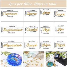 img 1 attached to 🌟 OLYCRAFT 96pcs Zodiac Sign Resin Fillers: Enhance Your Resin Crafting and Jewelry Making with 2-Style Constellation Words and Gold Alloy Epoxy Resin Supplies