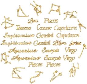 img 4 attached to 🌟 OLYCRAFT 96pcs Zodiac Sign Resin Fillers: Enhance Your Resin Crafting and Jewelry Making with 2-Style Constellation Words and Gold Alloy Epoxy Resin Supplies