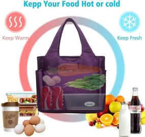img 1 attached to Scorlia Extra Large Insulated Lunch Shoulder Bag - Durable Reusable Cooler Tote Handbag with Side Pockets and Tall Drinks Holder for Men and Women at Work - Purple