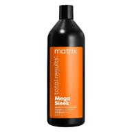 matrix total results mega sleek shea butter shampoo for controlling frizz and smoothing unruly hair logo