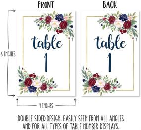 img 2 attached to 🌹 Burgundy Floral Table Number Signs: Elegant Double Sided Cards for Wedding Reception & Birthday Parties - Reusable Centerpieces with Calligraphy Printed Numbers, 4x6 Size