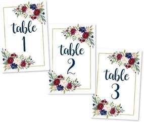 img 4 attached to 🌹 Burgundy Floral Table Number Signs: Elegant Double Sided Cards for Wedding Reception & Birthday Parties - Reusable Centerpieces with Calligraphy Printed Numbers, 4x6 Size