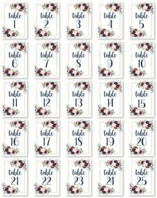 img 3 attached to 🌹 Burgundy Floral Table Number Signs: Elegant Double Sided Cards for Wedding Reception & Birthday Parties - Reusable Centerpieces with Calligraphy Printed Numbers, 4x6 Size