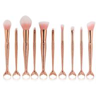 💄 coshine 10pcs rose gold mermaid makeup brush set - unique design, synthetic hair, plastic handle, high-quality cosmetic brushes logo